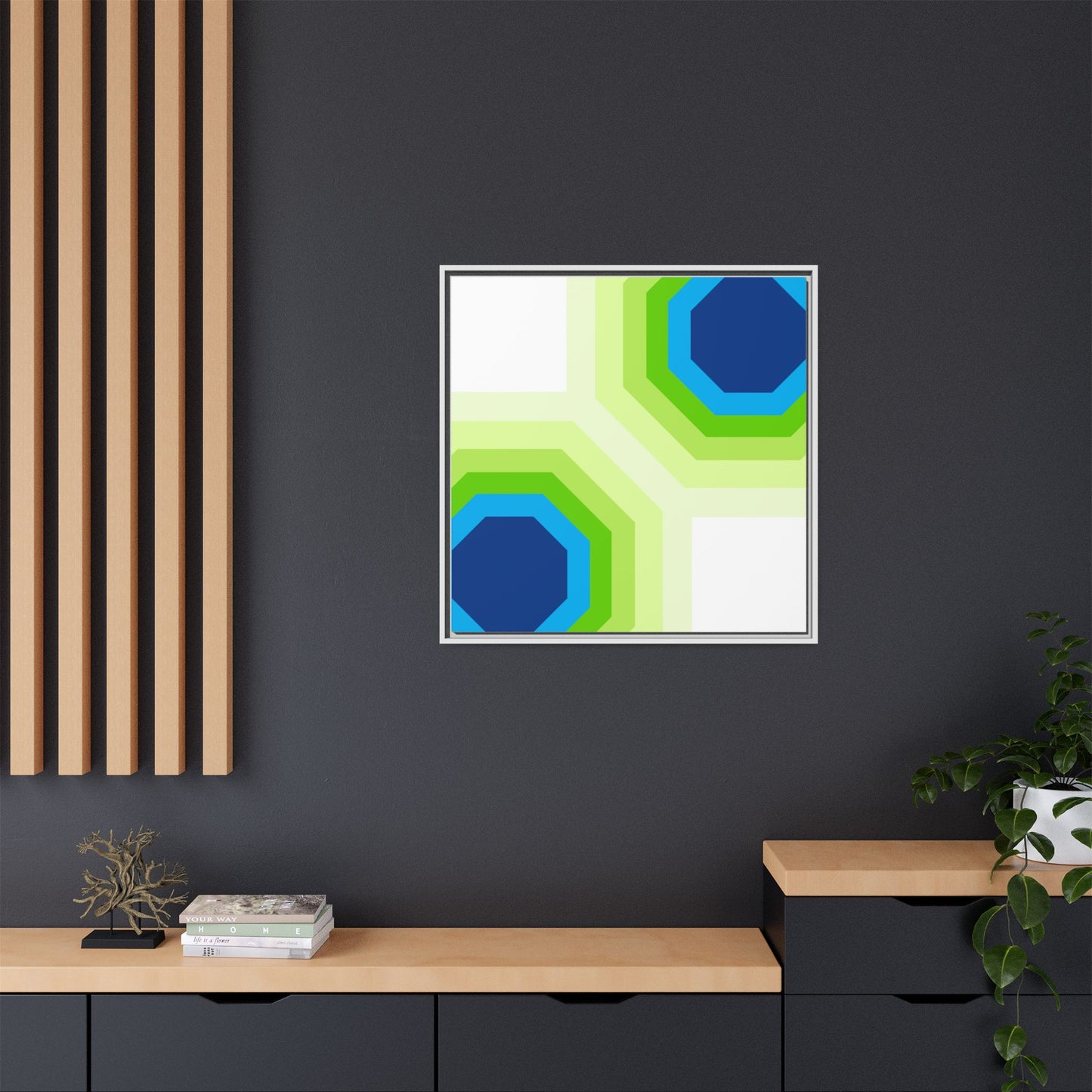 Modern Framed Geometric Canvas Art | Bold Color Meets Clean Framing