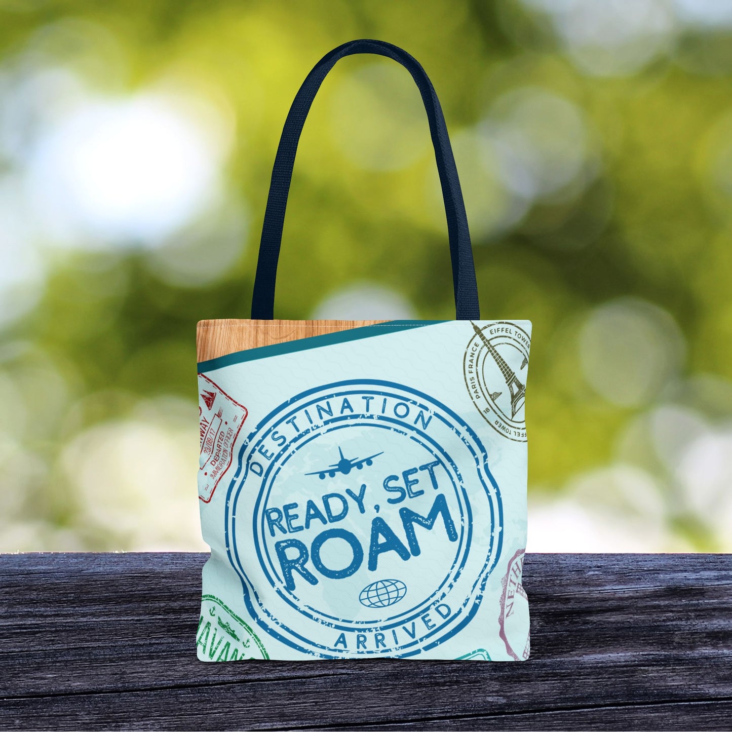 Ready, Set, Roam – Passport Stamp Tote Bag – 3 Sizes | Designed for Adventurers!