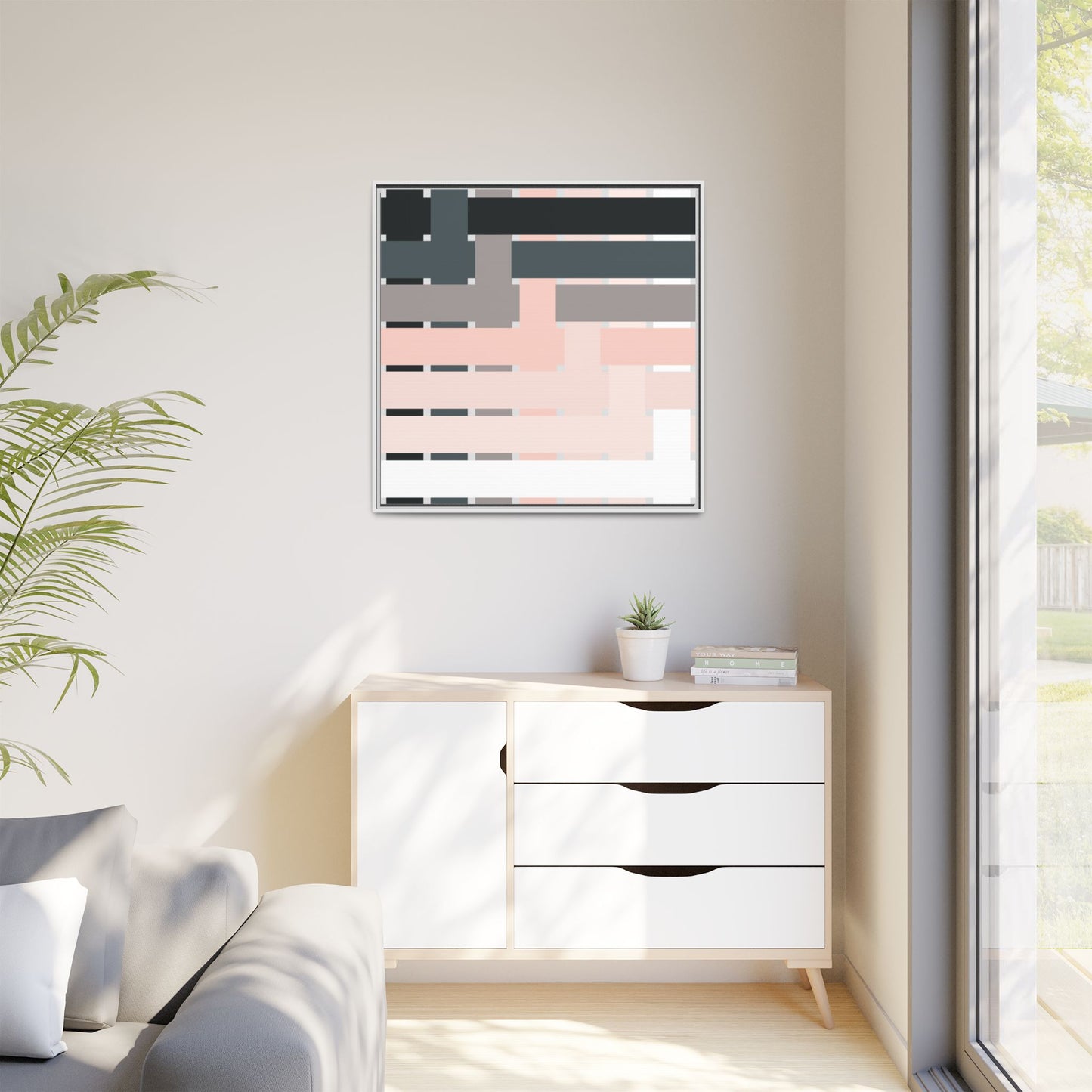 Modern Framed Geometric Canvas Art | Bold Color Meets Clean Framing