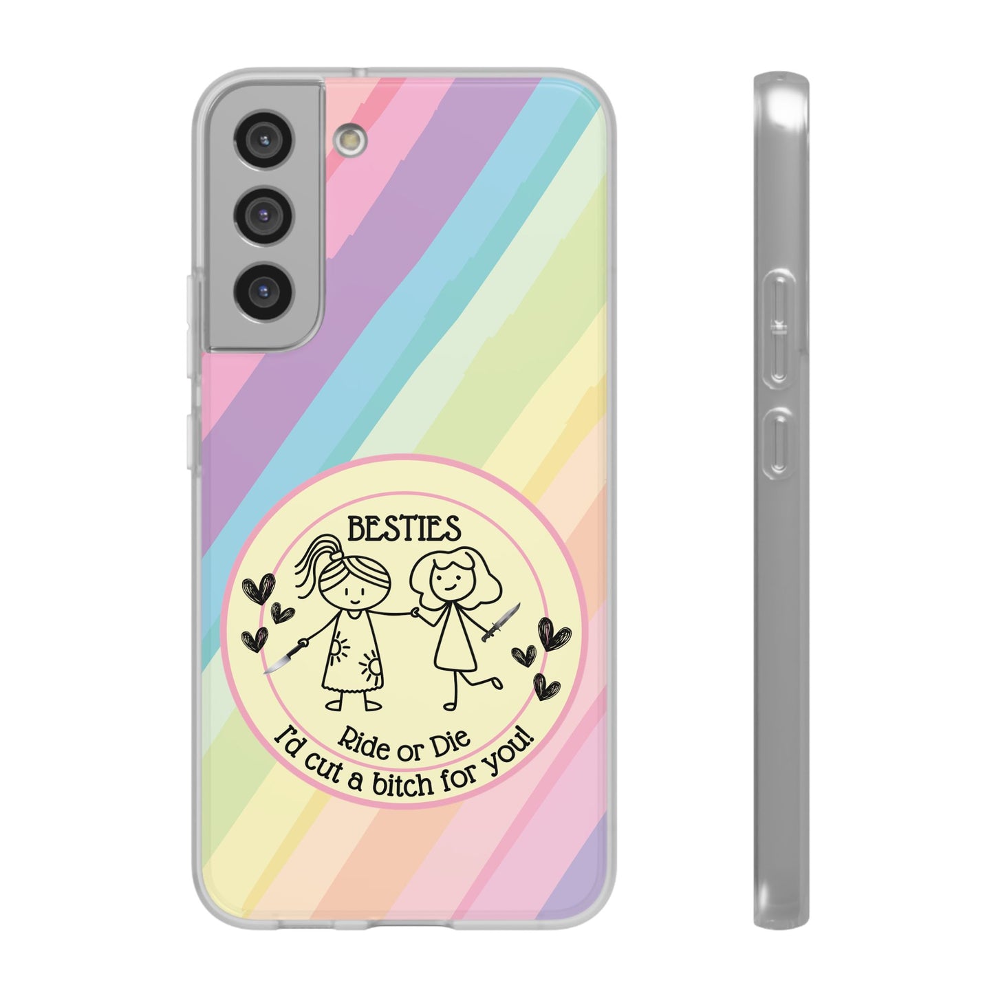 Phone Cases - Pastels Besties Ride or Die | "I'd Cut a Bitch for You"