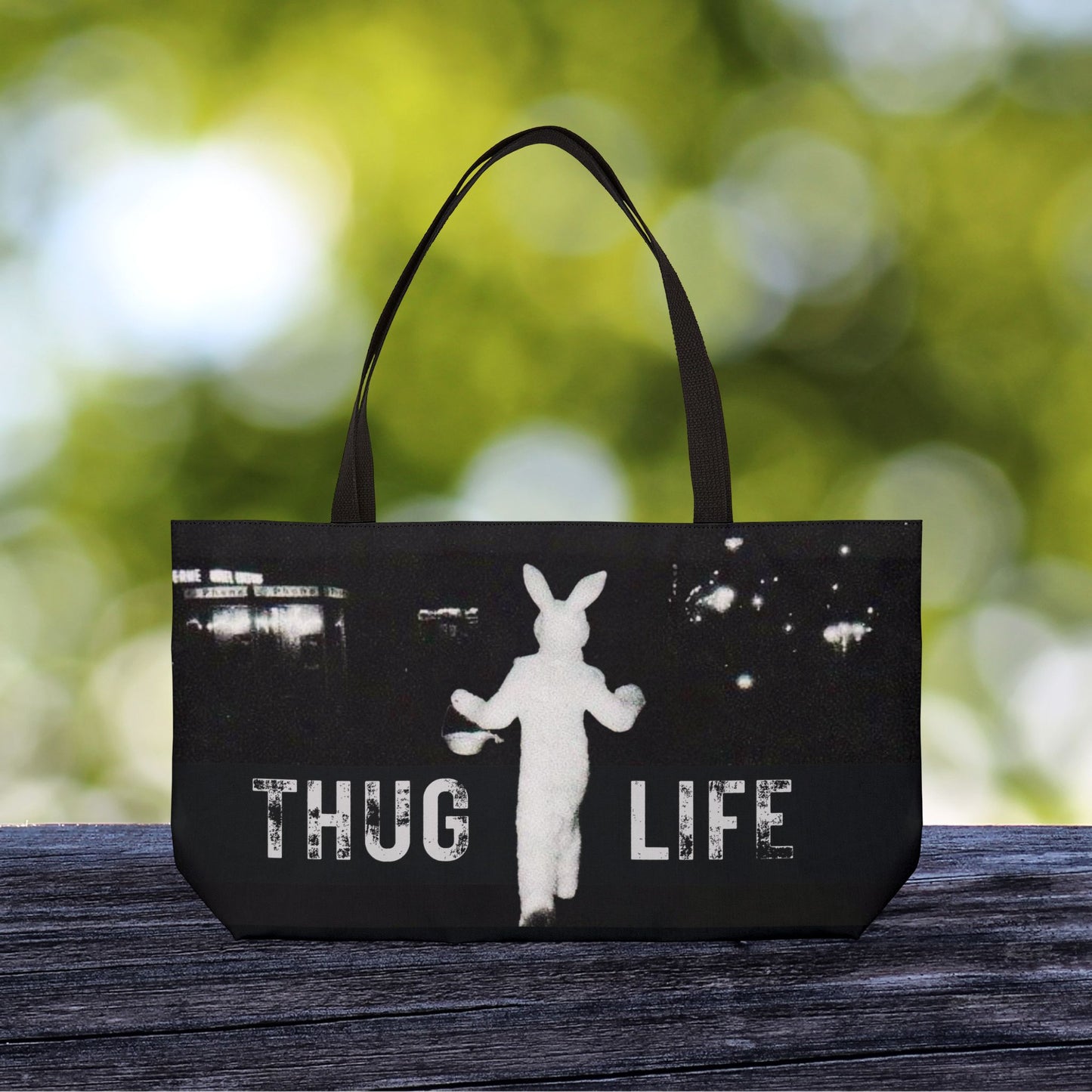 Thug Life Bunny XL Tote Bag | Fun Weekend Bag | Oversized Tote
