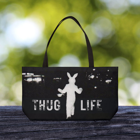 Thug Life Bunny XL Tote Bag | Fun Weekend Bag | Oversized Tote