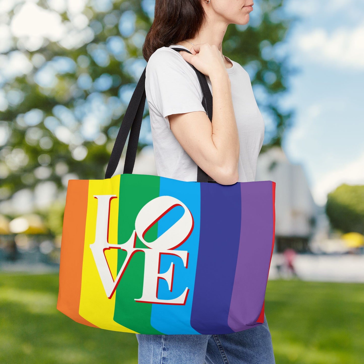 Rainbow LOVE XL Weekender Tote Bag | Loud, Bright & Ready for Adventure 🌈
