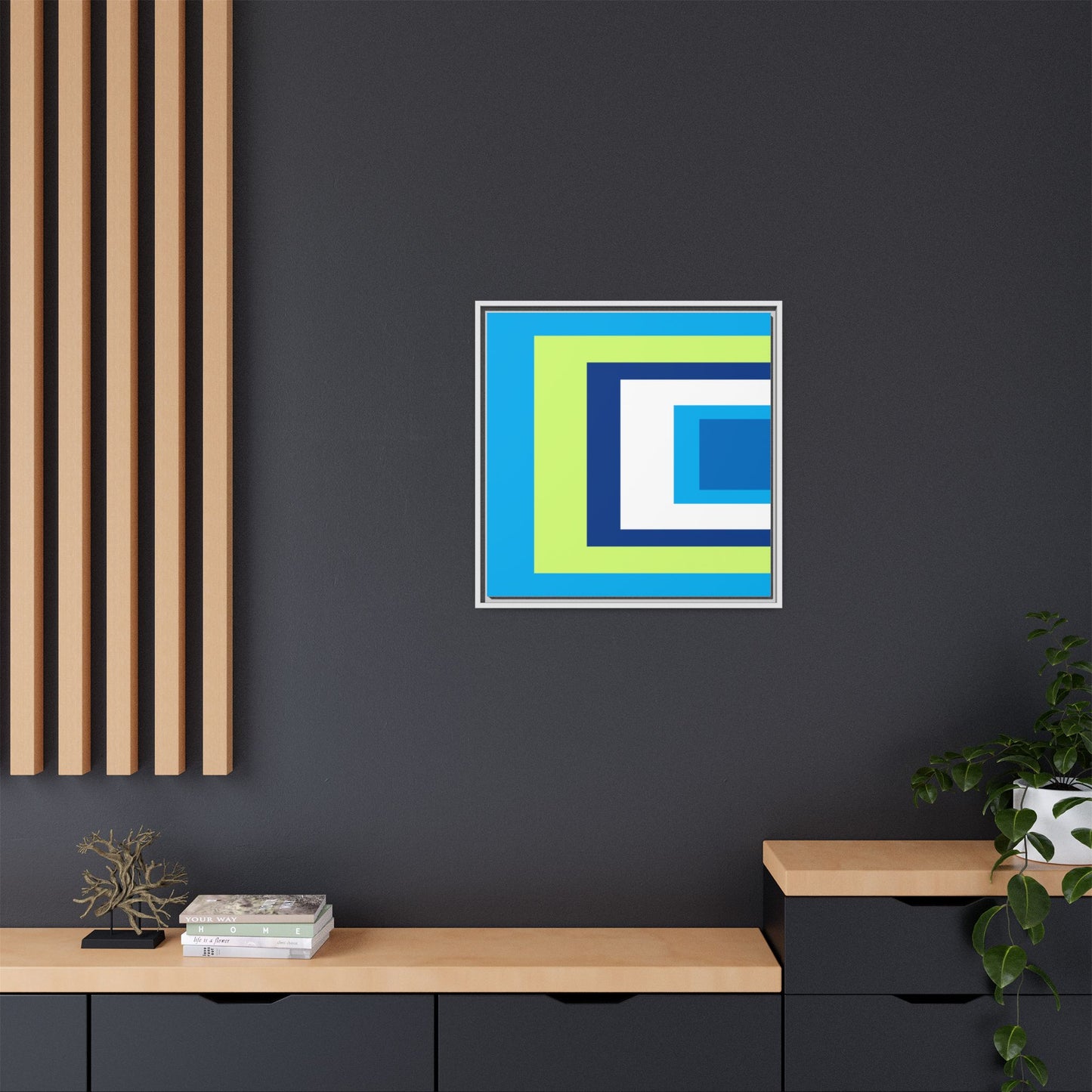 Modern Framed Geometric Canvas Art | Bold Color Meets Clean Framing