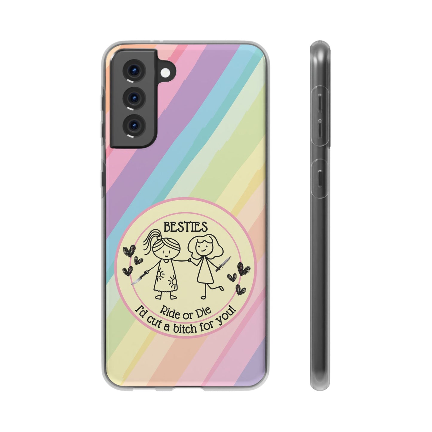Phone Cases - Pastels Besties Ride or Die | "I'd Cut a Bitch for You"