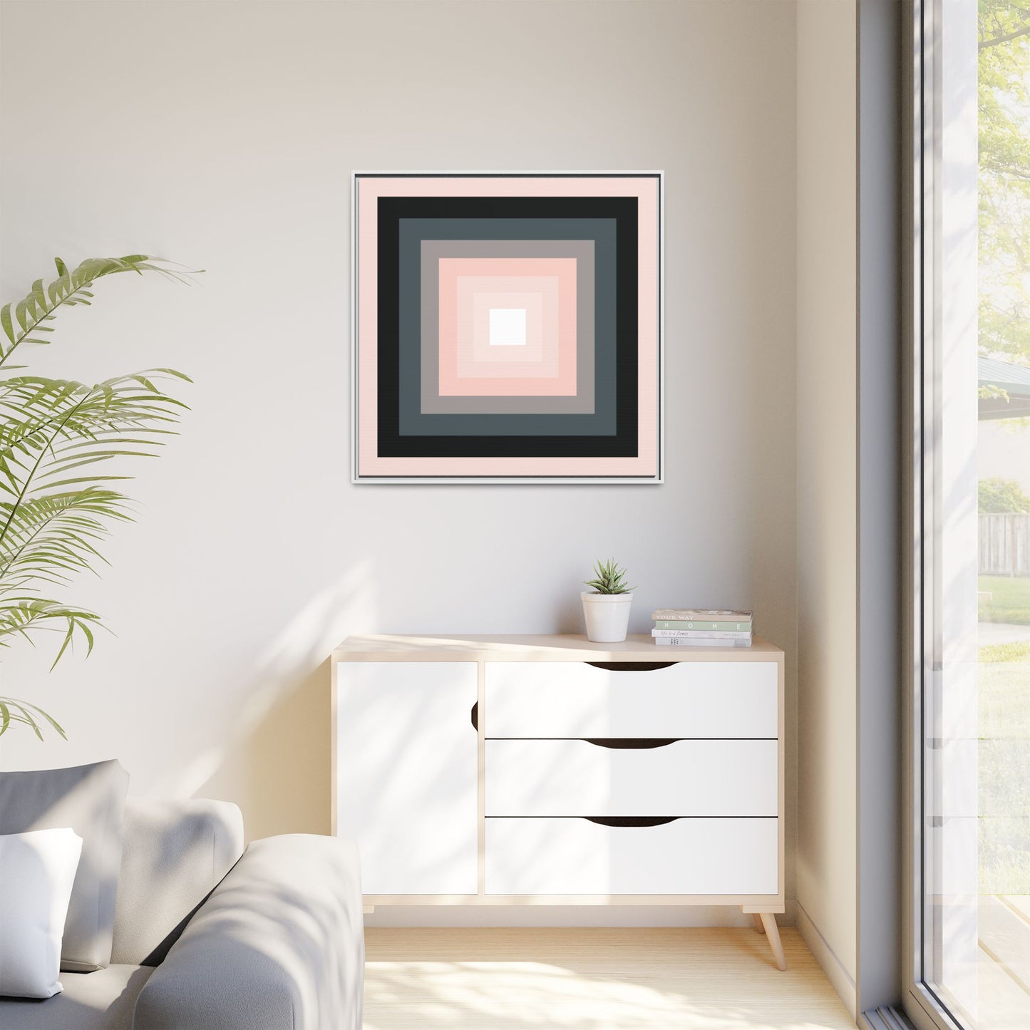 Modern Framed Geometric Canvas Art | Bold Color Meets Clean Framing