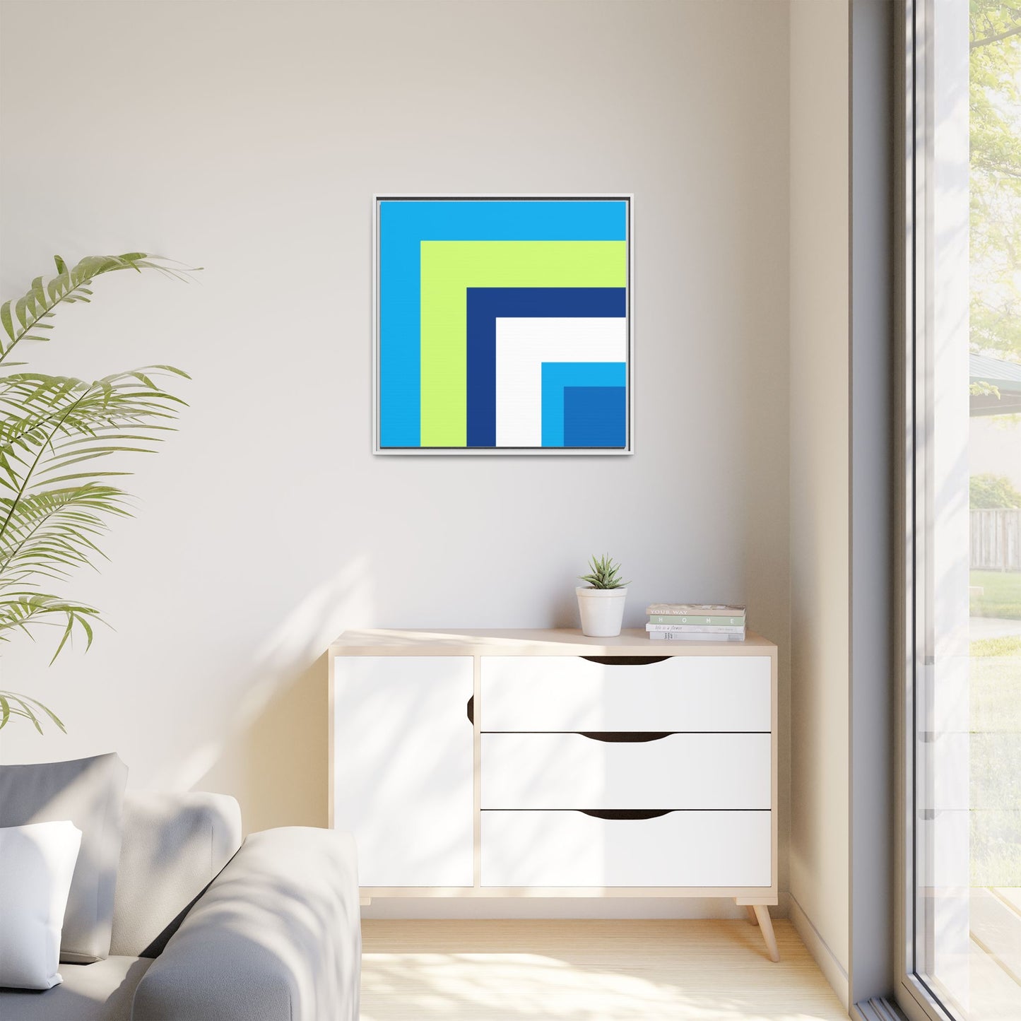 Modern Framed Geometric Canvas Art | Bold Color Meets Clean Framing