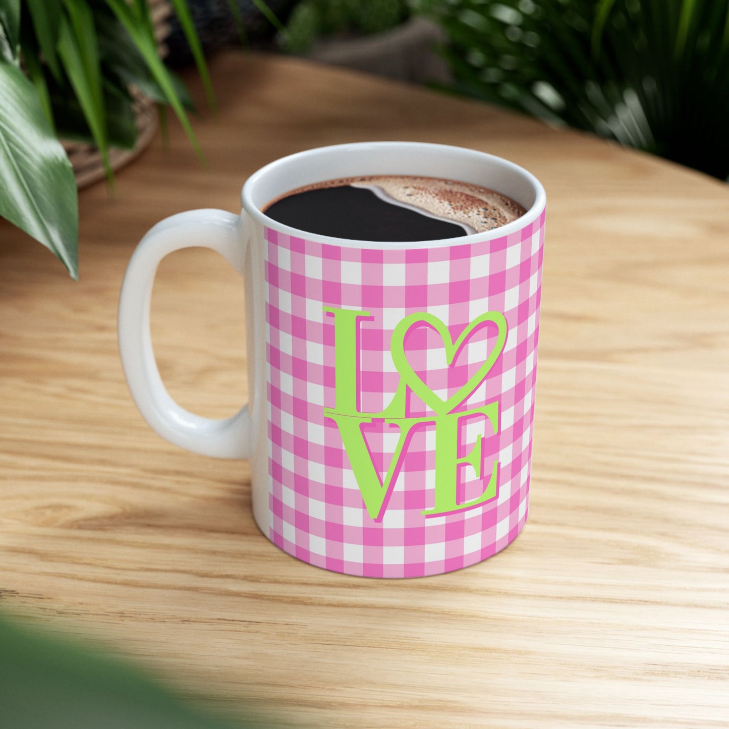 Gingham LOVE Mug – Bold Color, Daily Joy