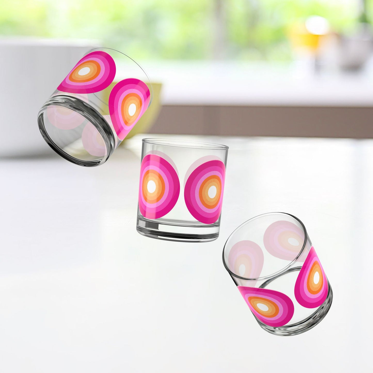 Vibrant Modern Retro Rocks Glass – 10oz