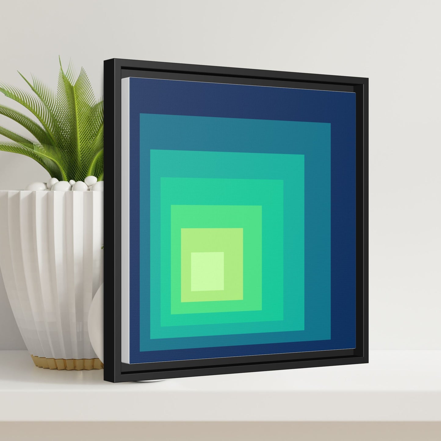 Modern Framed Geometric Canvas Art | Bold Color Meets Clean Framing