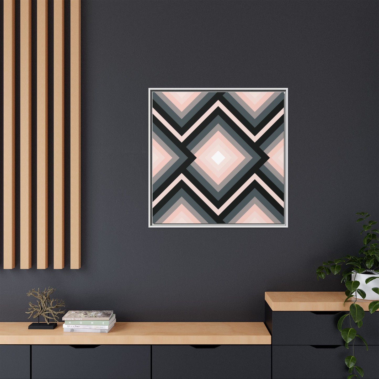 Modern Framed Geometric Canvas Art | Bold Color Meets Clean Framing