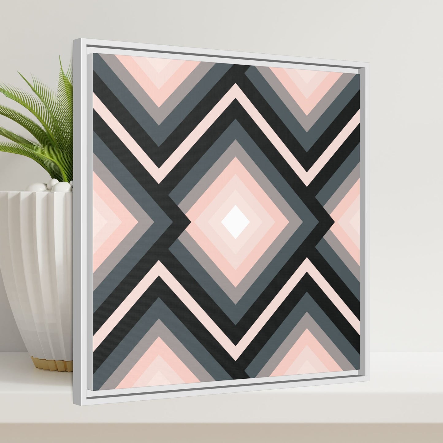 Modern Framed Geometric Canvas Art | Bold Color Meets Clean Framing