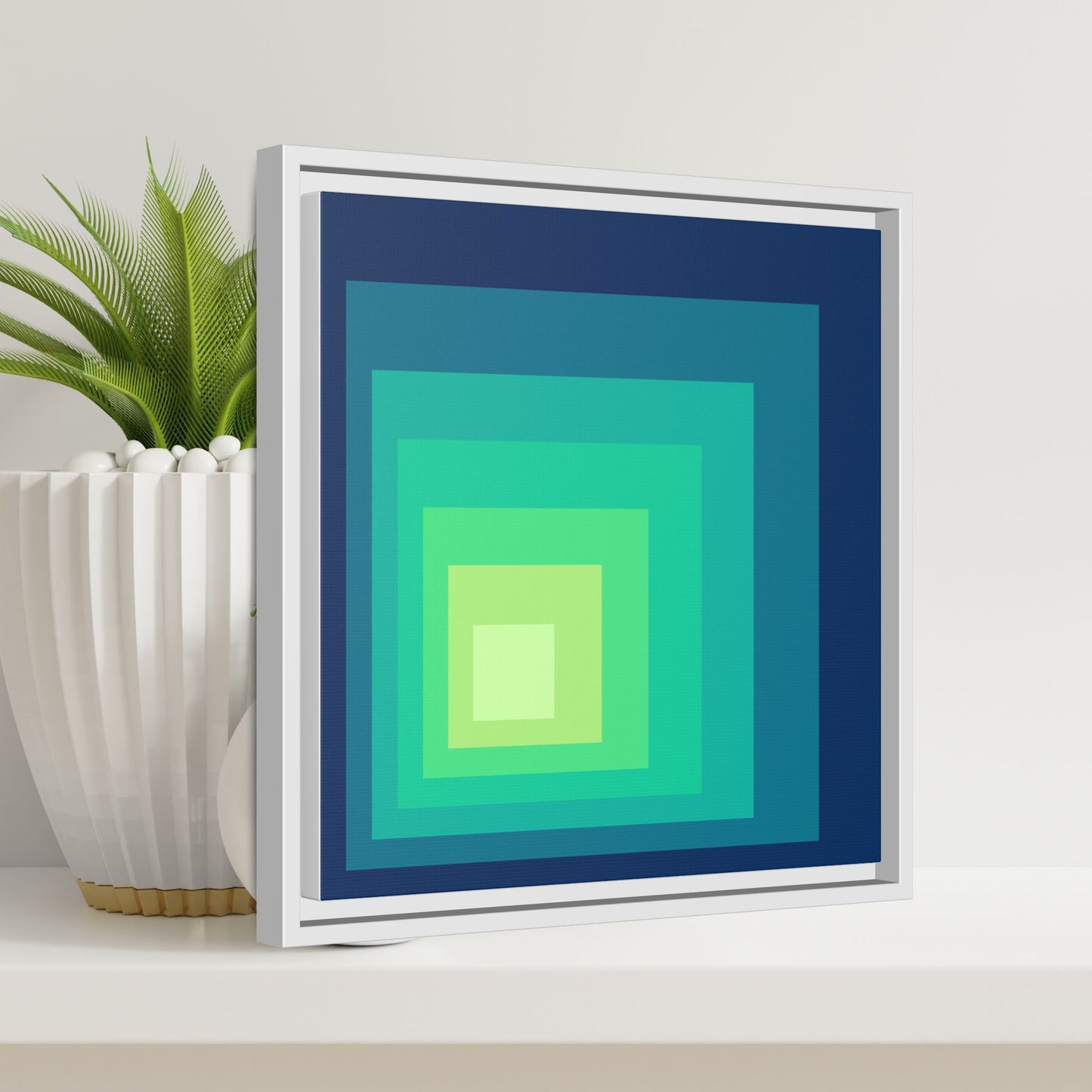 Modern Framed Geometric Canvas Art | Bold Color Meets Clean Framing