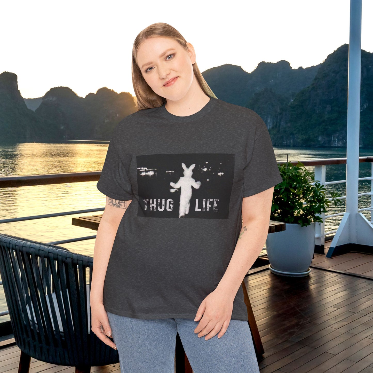 Thug Life Bunny Graphic Tee - Unisex Cotton T-Shirt, Bold Soft Design