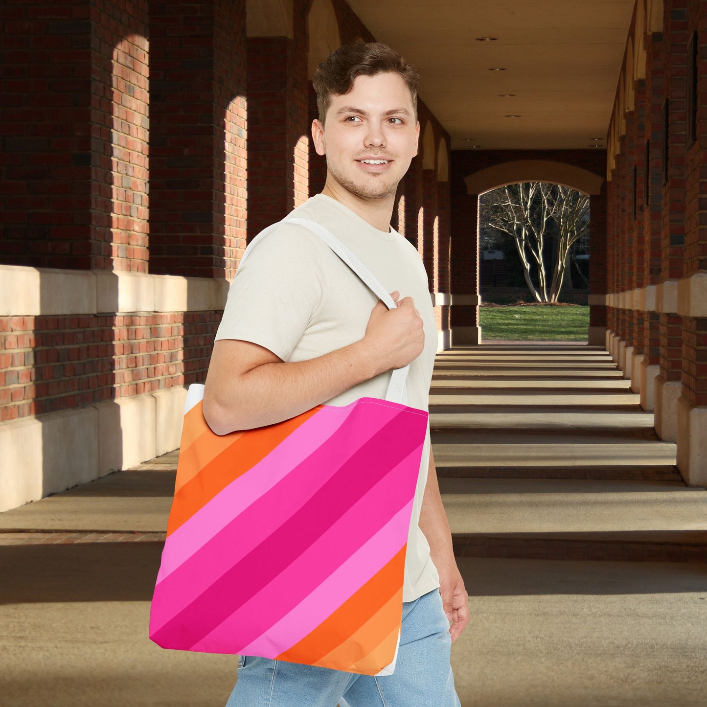 Geometric Art Tote Bag – 3 sizes | Bold lines. Vivid color. Retro with a modern twist.