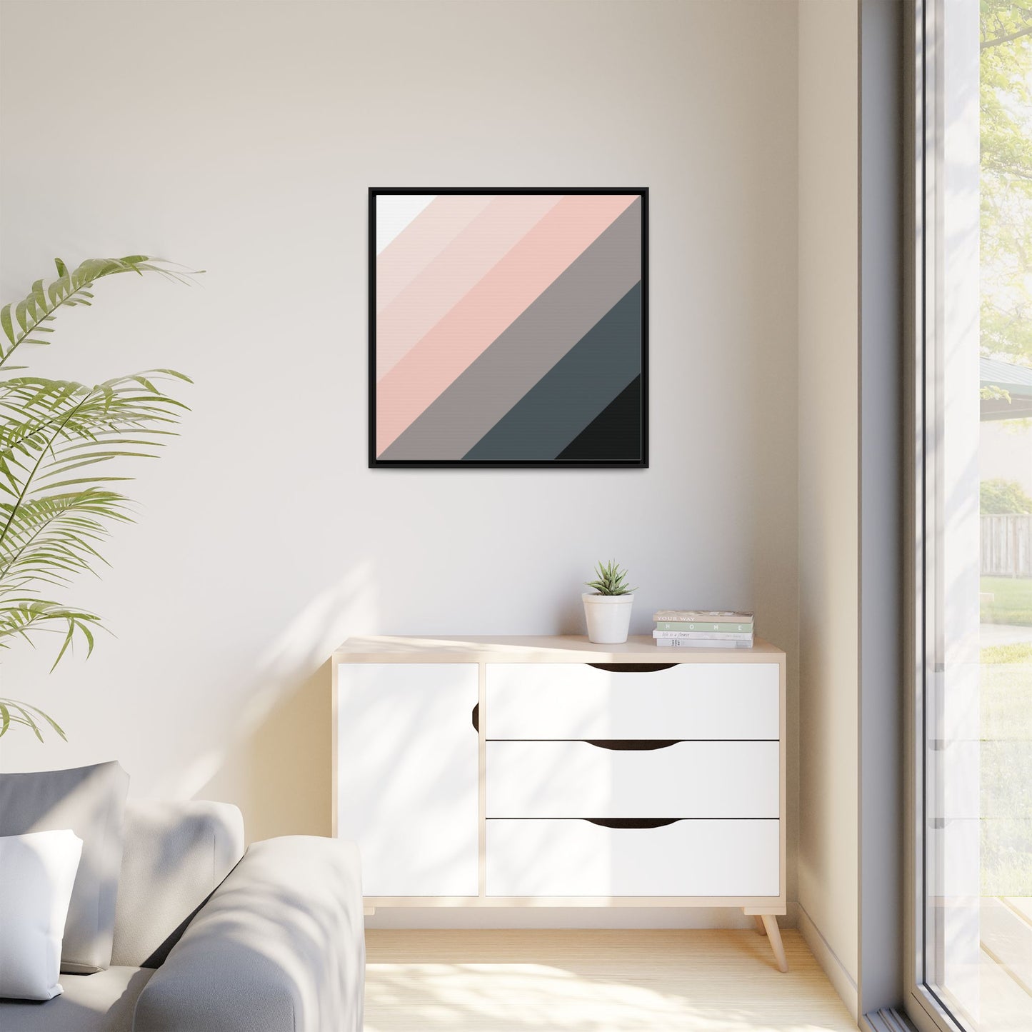 Modern Framed Geometric Canvas Art | Bold Color Meets Clean Framing