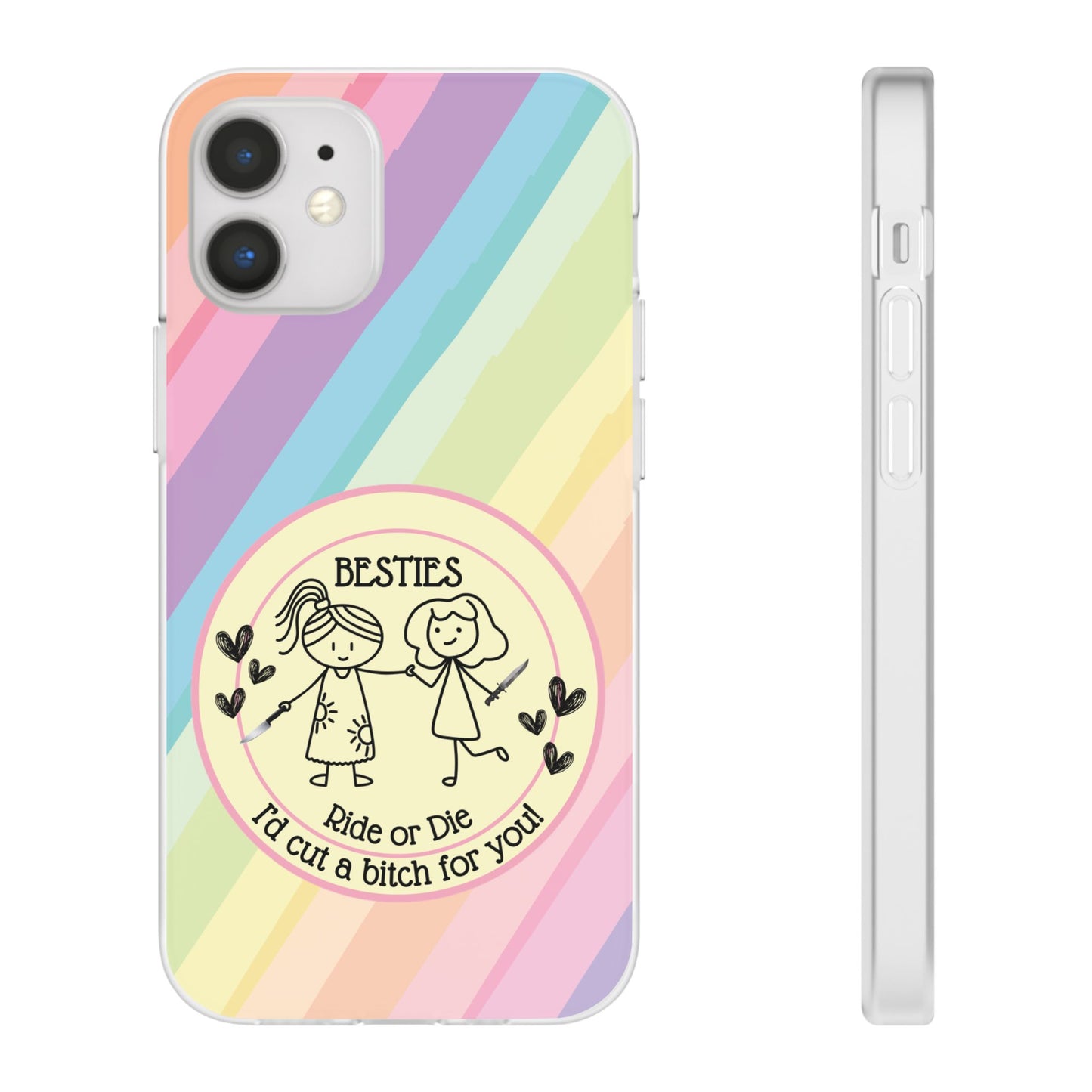 Phone Cases - Pastels Besties Ride or Die | "I'd Cut a Bitch for You"