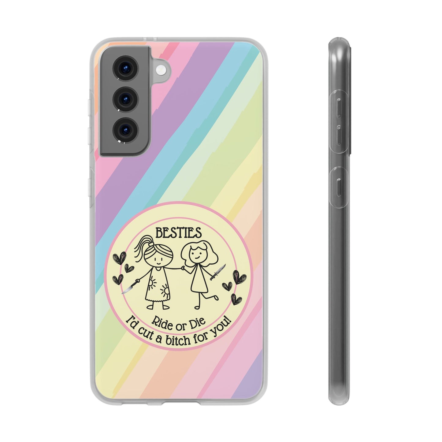 Phone Cases - Pastels Besties Ride or Die | "I'd Cut a Bitch for You"