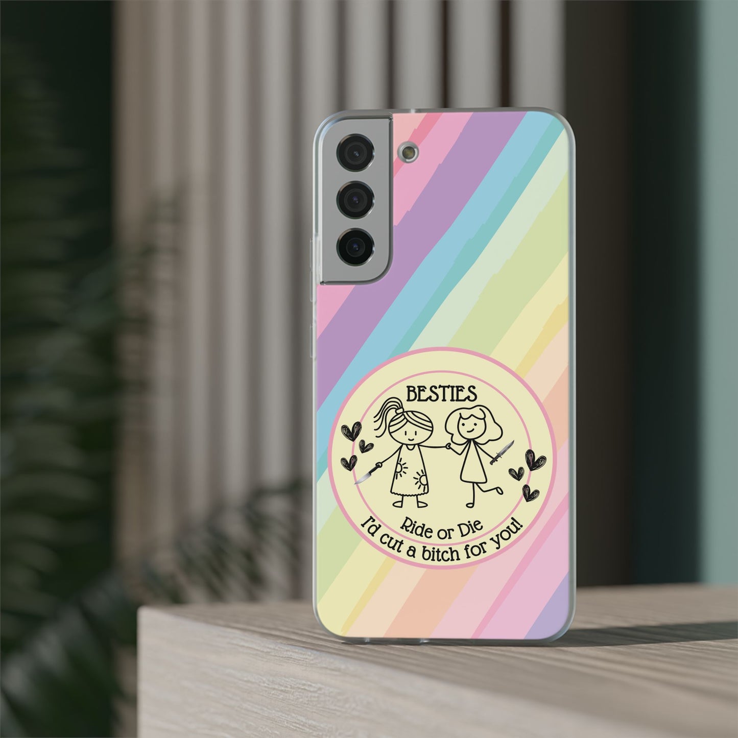 Phone Cases - Pastels Besties Ride or Die | "I'd Cut a Bitch for You"