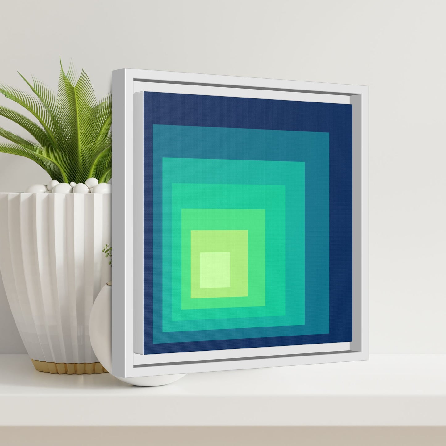 Modern Framed Geometric Canvas Art | Bold Color Meets Clean Framing