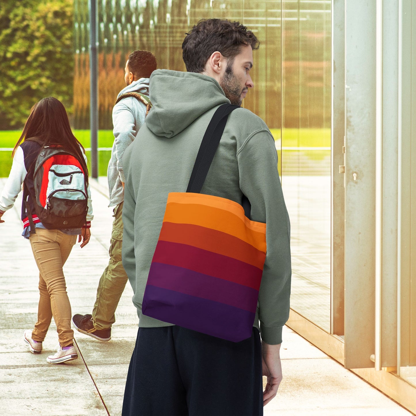 Geometric Art Tote Bag – 3 sizes | Bold lines. Vivid color. Retro with a modern twist.