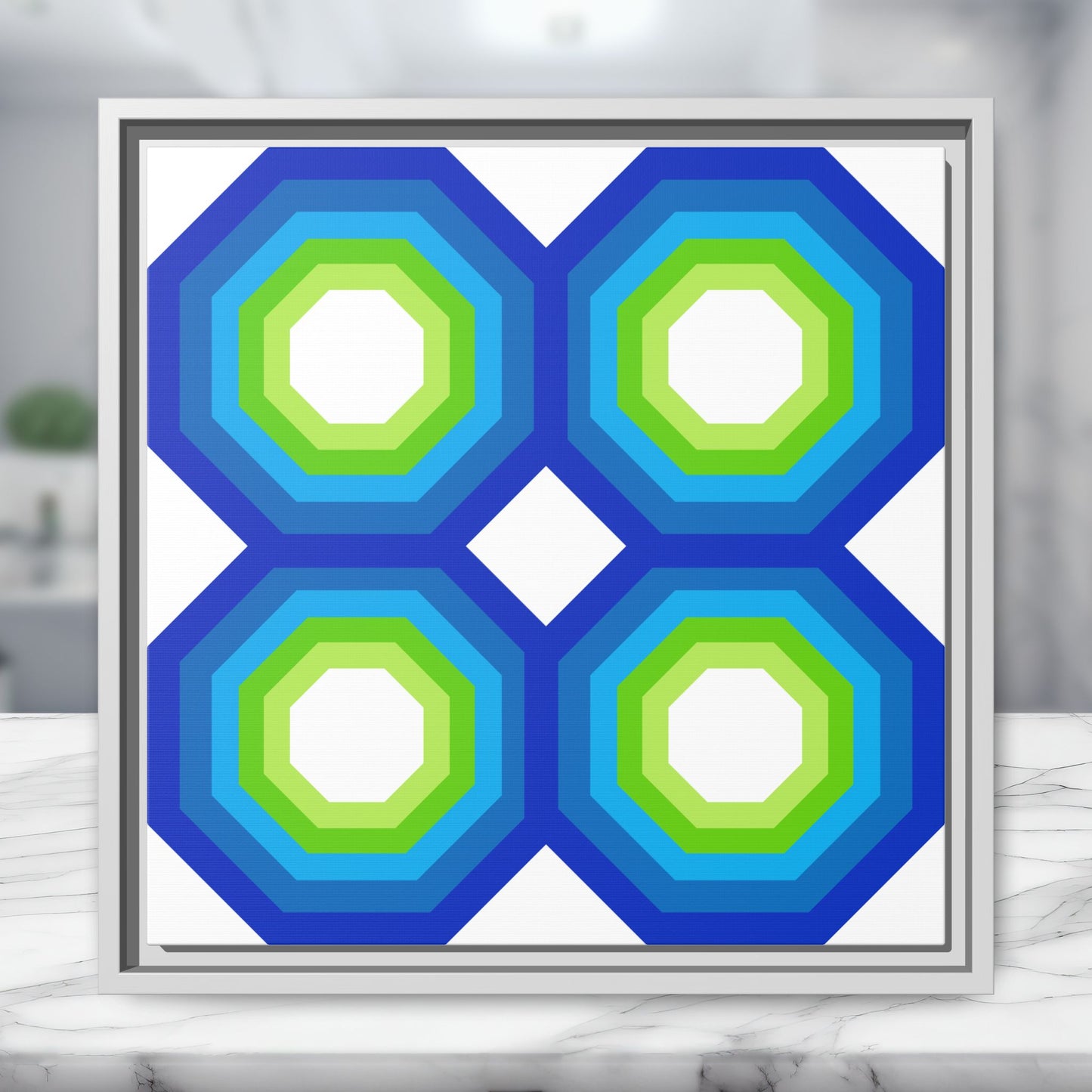 Modern Framed Geometric Canvas Art | Bold Color Meets Clean Framing