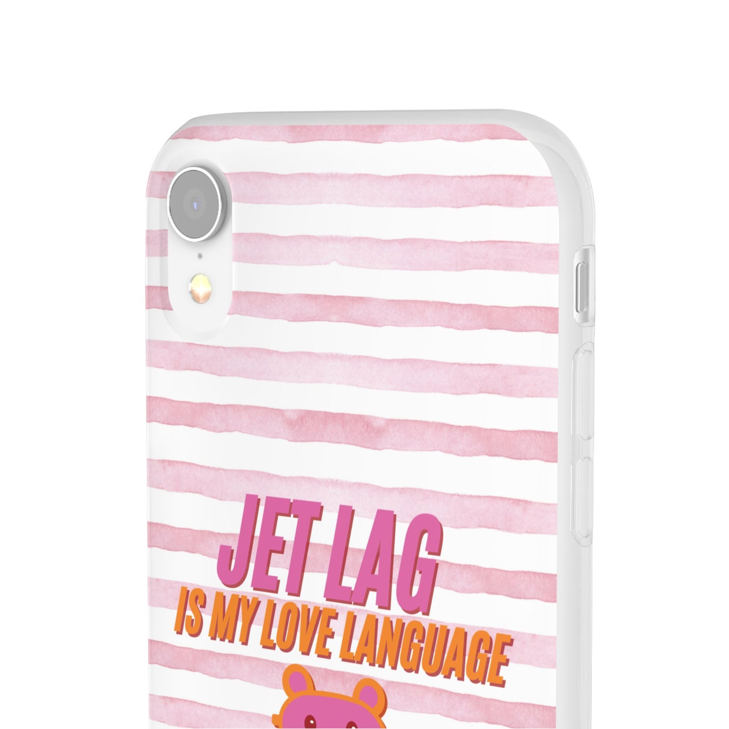 Phone Case - Jetlag is My Love Language Pink Stripe Flexi Case