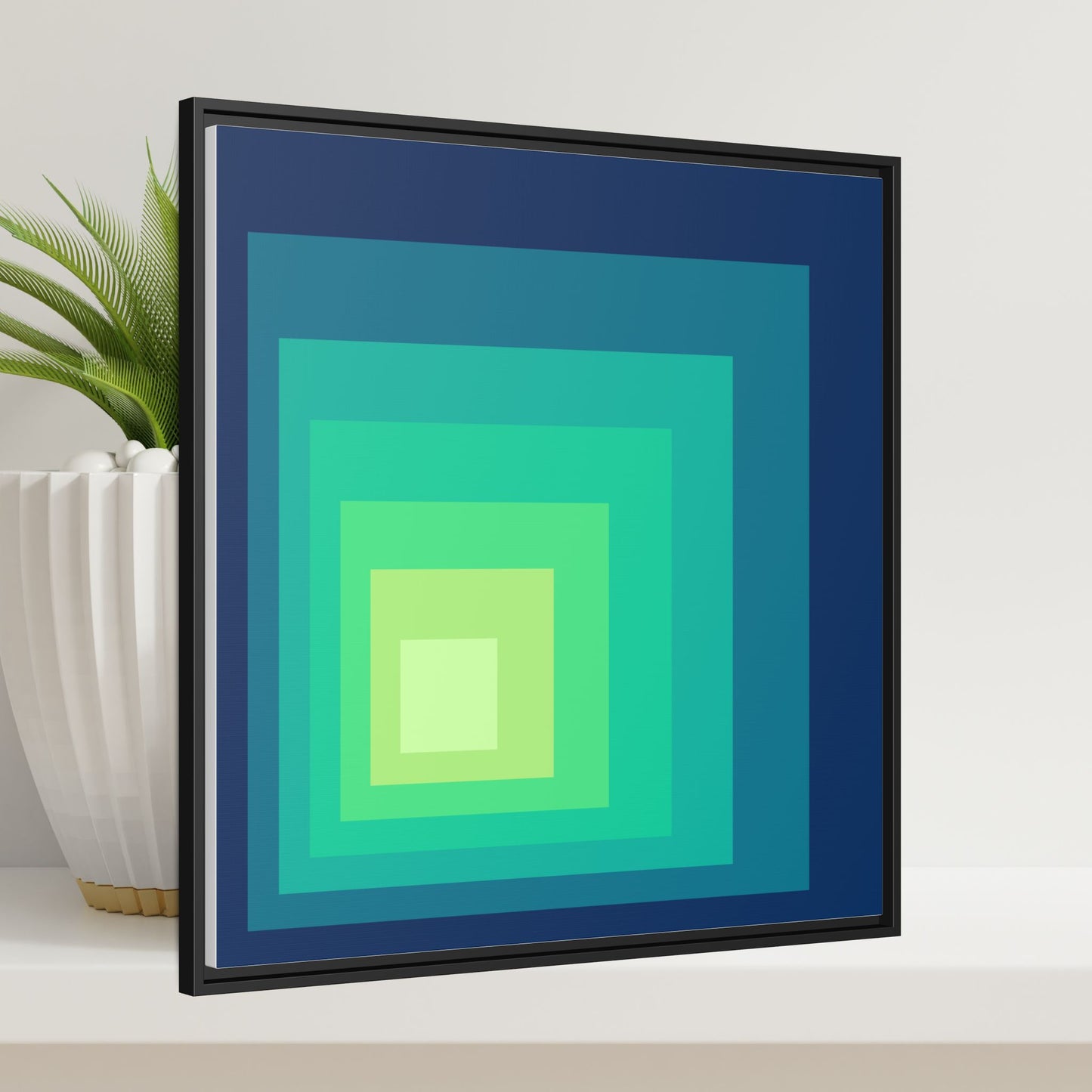 Modern Framed Geometric Canvas Art | Bold Color Meets Clean Framing
