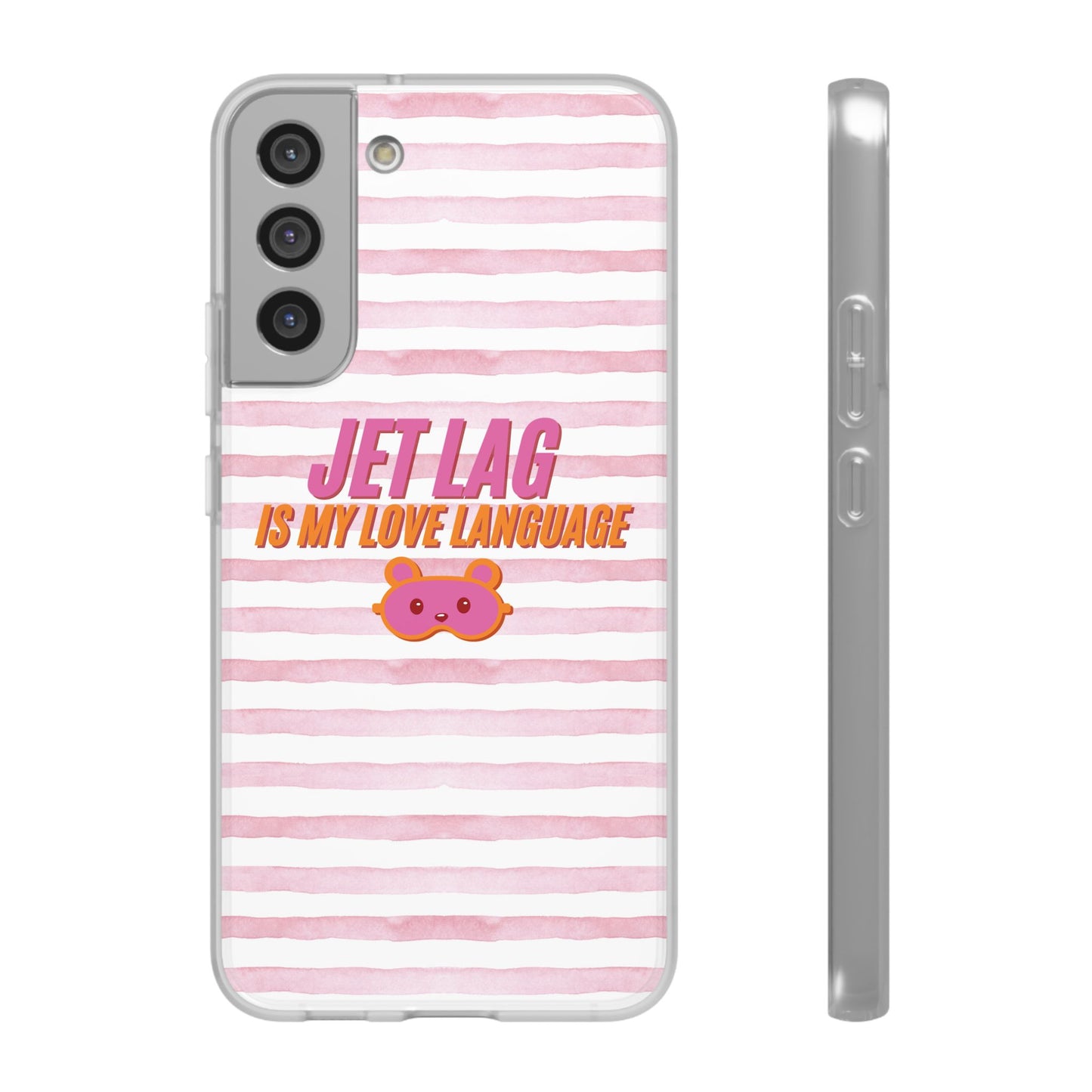 Phone Case - Jetlag is My Love Language Pink Stripe Flexi Case