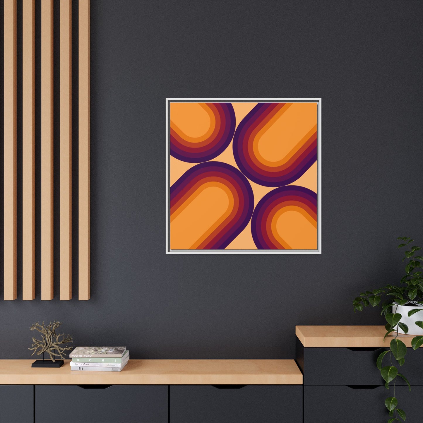 Modern Framed Geometric Canvas Art | Bold Color Meets Clean Framing