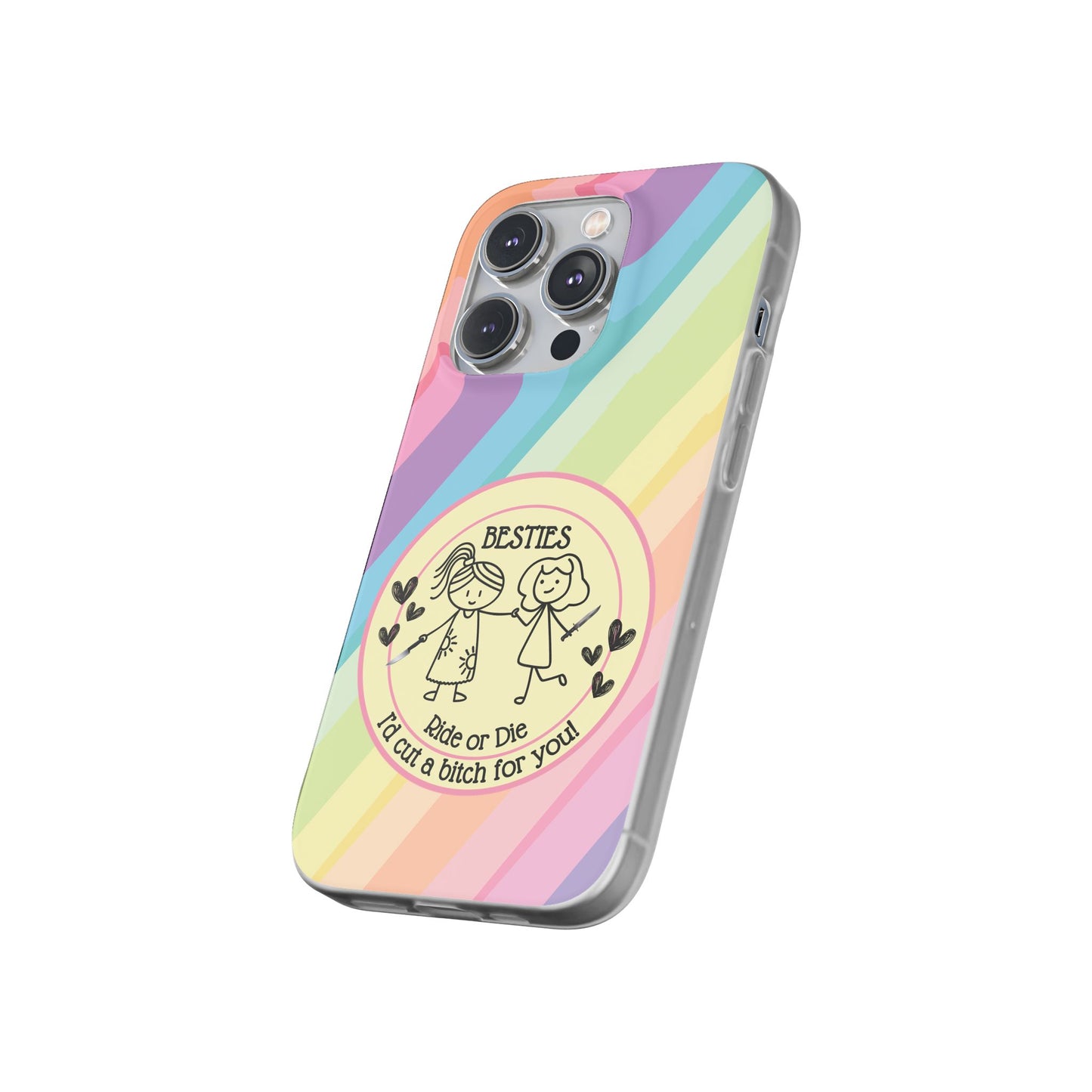 Phone Cases - Pastels Besties Ride or Die | "I'd Cut a Bitch for You"