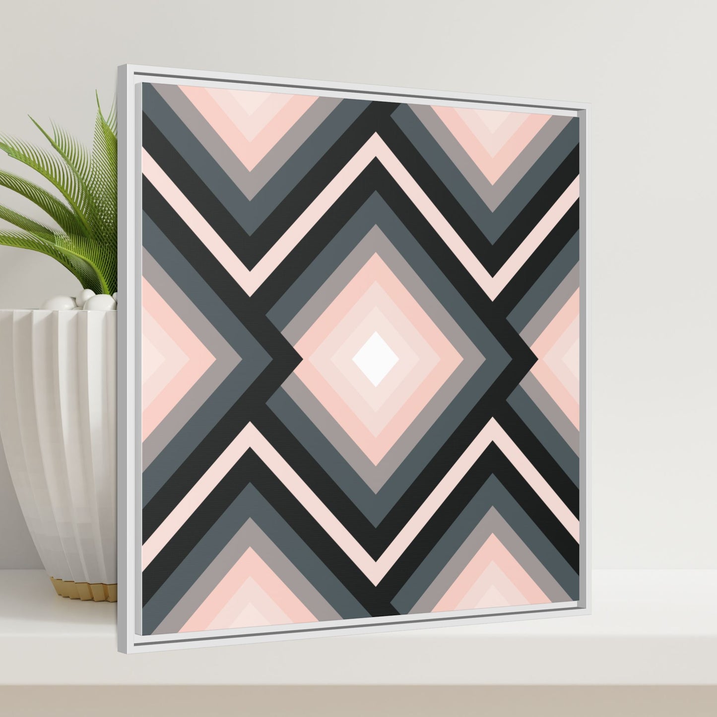 Modern Framed Geometric Canvas Art | Bold Color Meets Clean Framing