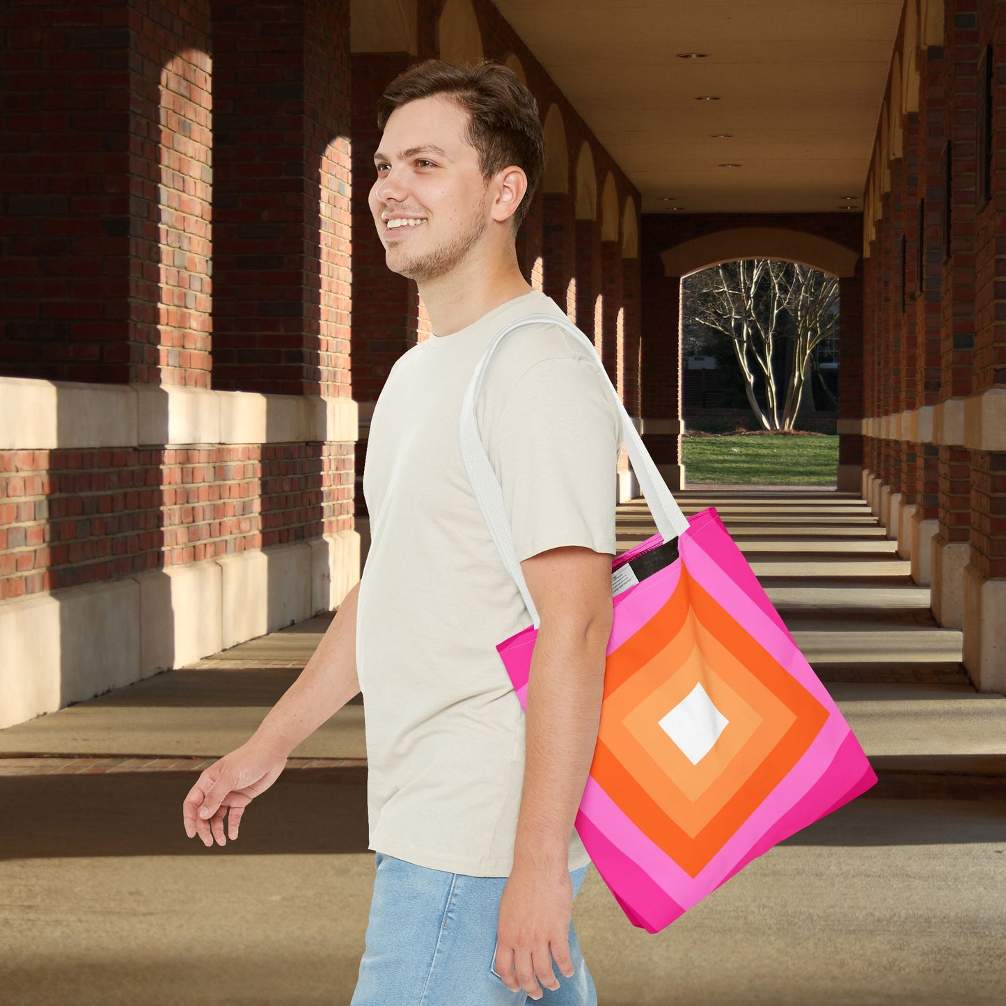 Geometric Art Tote Bag – 3 sizes | Bold lines. Vivid color. Retro with a modern twist.