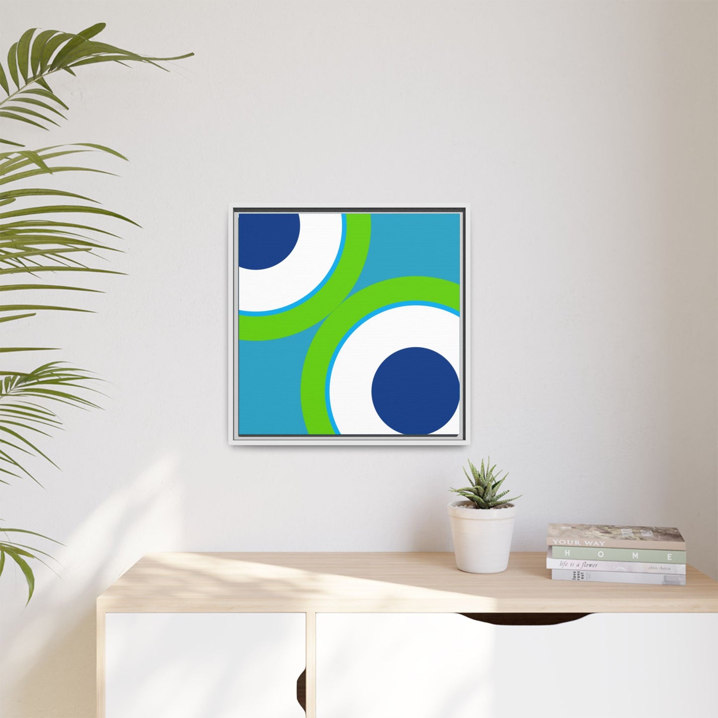 Modern Framed Geometric Canvas Art | Bold Color Meets Clean Framing