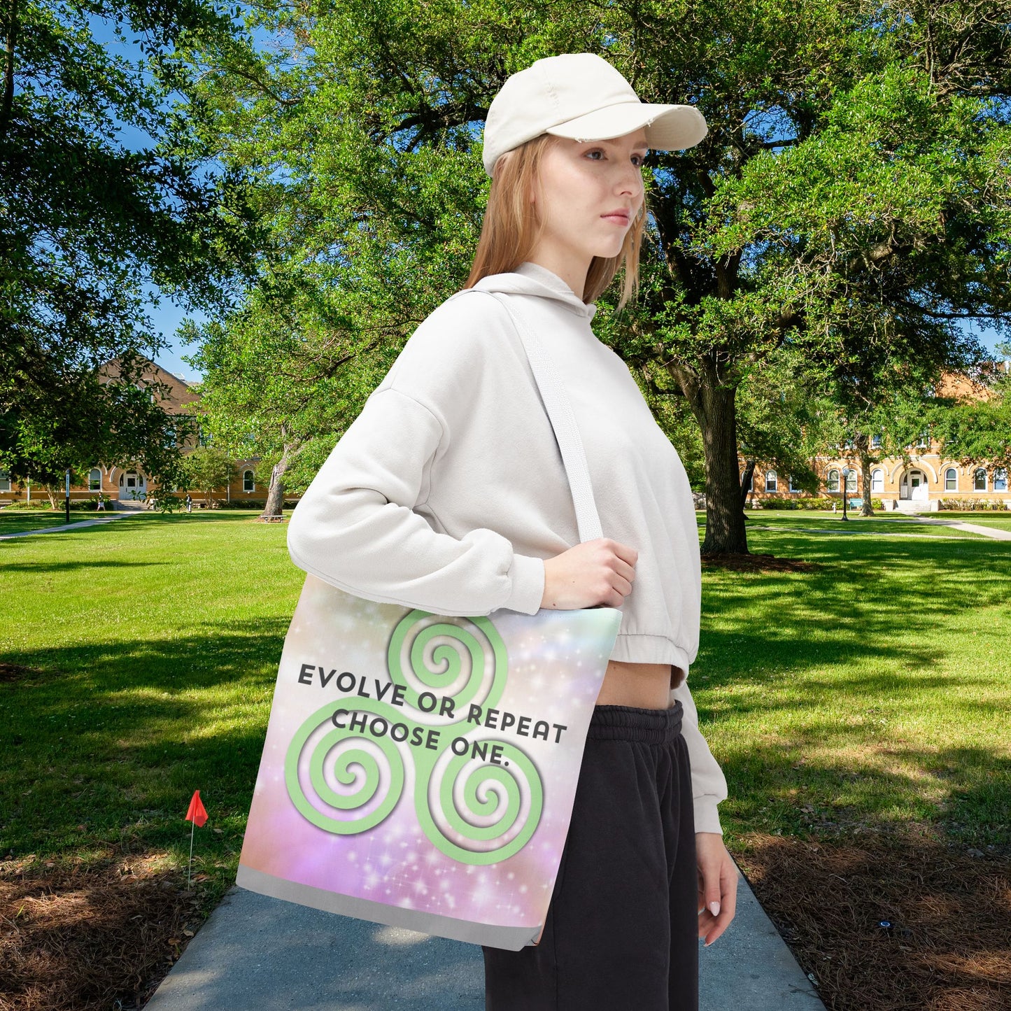 Evolve or Repeat Tote Bag – 3 sizes | Softly Spiritual. Boldly Intentional