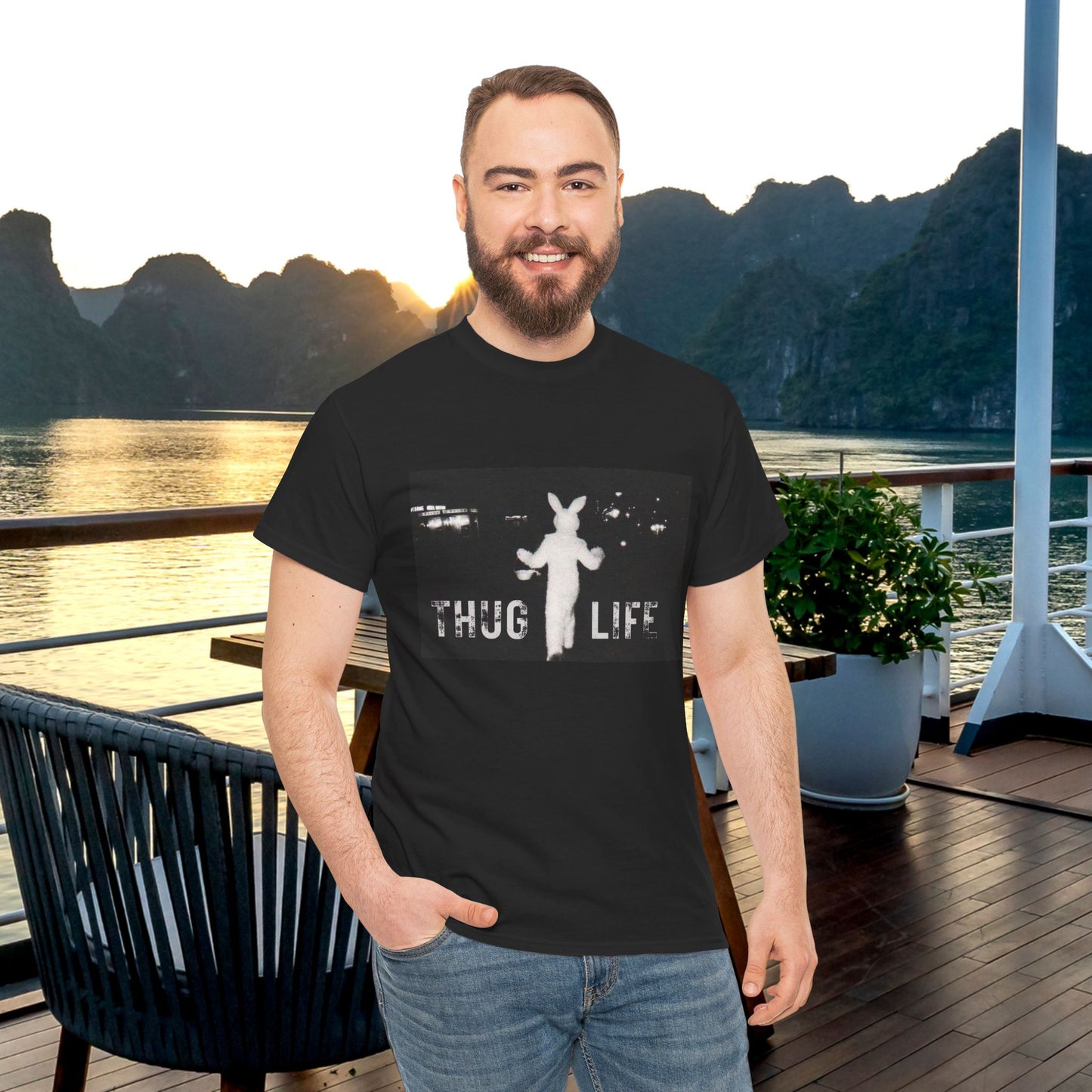 Thug Life Bunny Graphic Tee - Unisex Cotton T-Shirt, Bold Soft Design