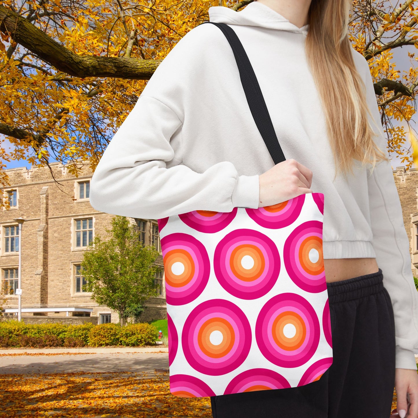 Geometric Art Tote Bag – 3 sizes | Bold lines. Vivid color. Retro with a modern twist.