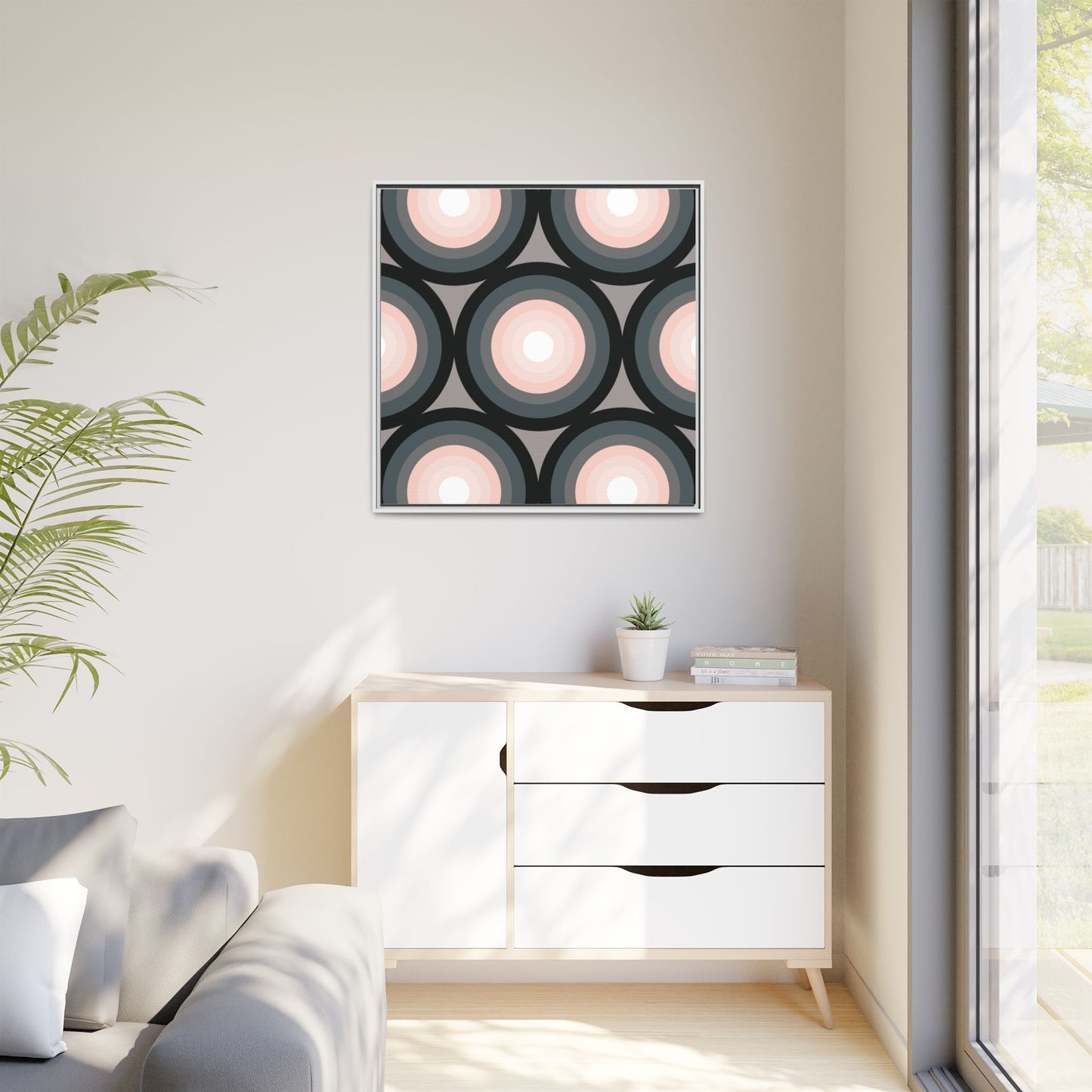 Modern Framed Geometric Canvas Art | Bold Color Meets Clean Framing