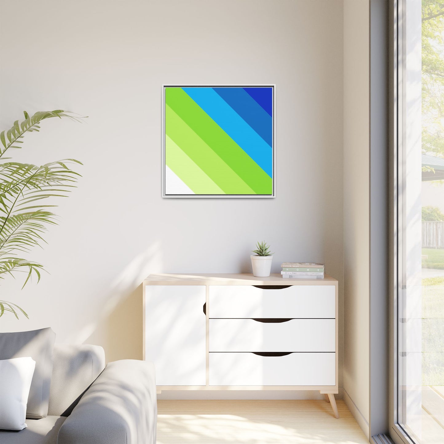 Modern Framed Geometric Canvas Art | Bold Color Meets Clean Framing