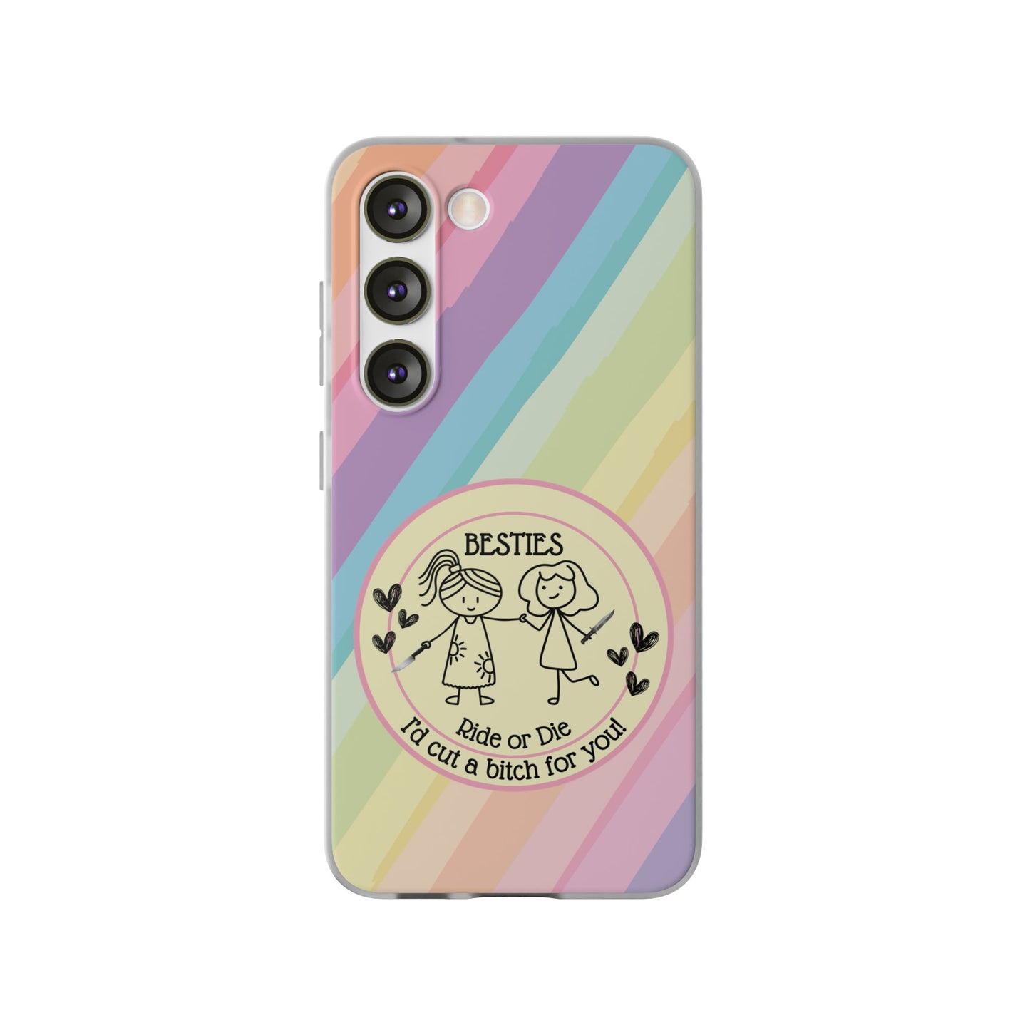 Phone Cases - Pastels Besties Ride or Die | "I'd Cut a Bitch for You"