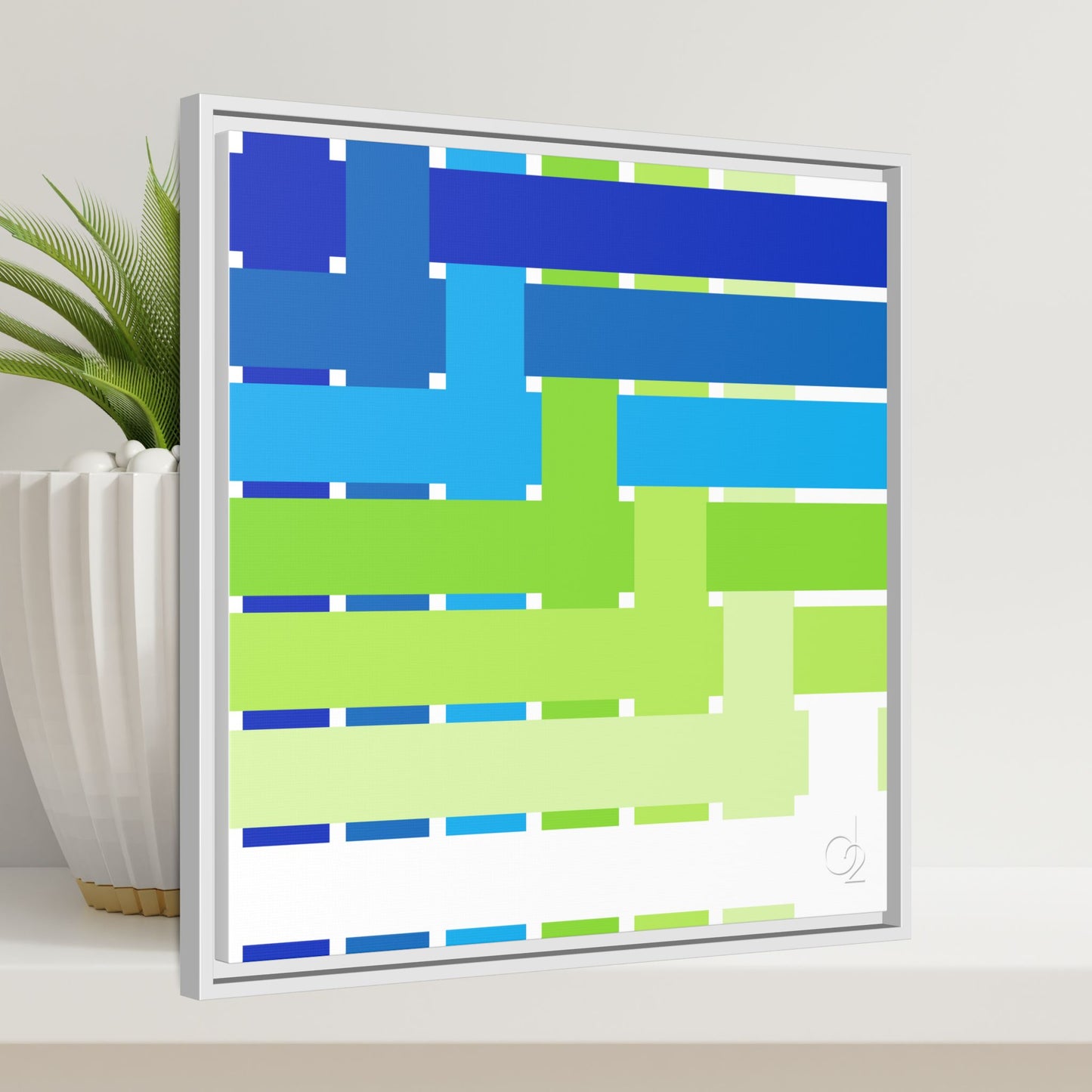 Modern Framed Geometric Canvas Art | Bold Color Meets Clean Framing