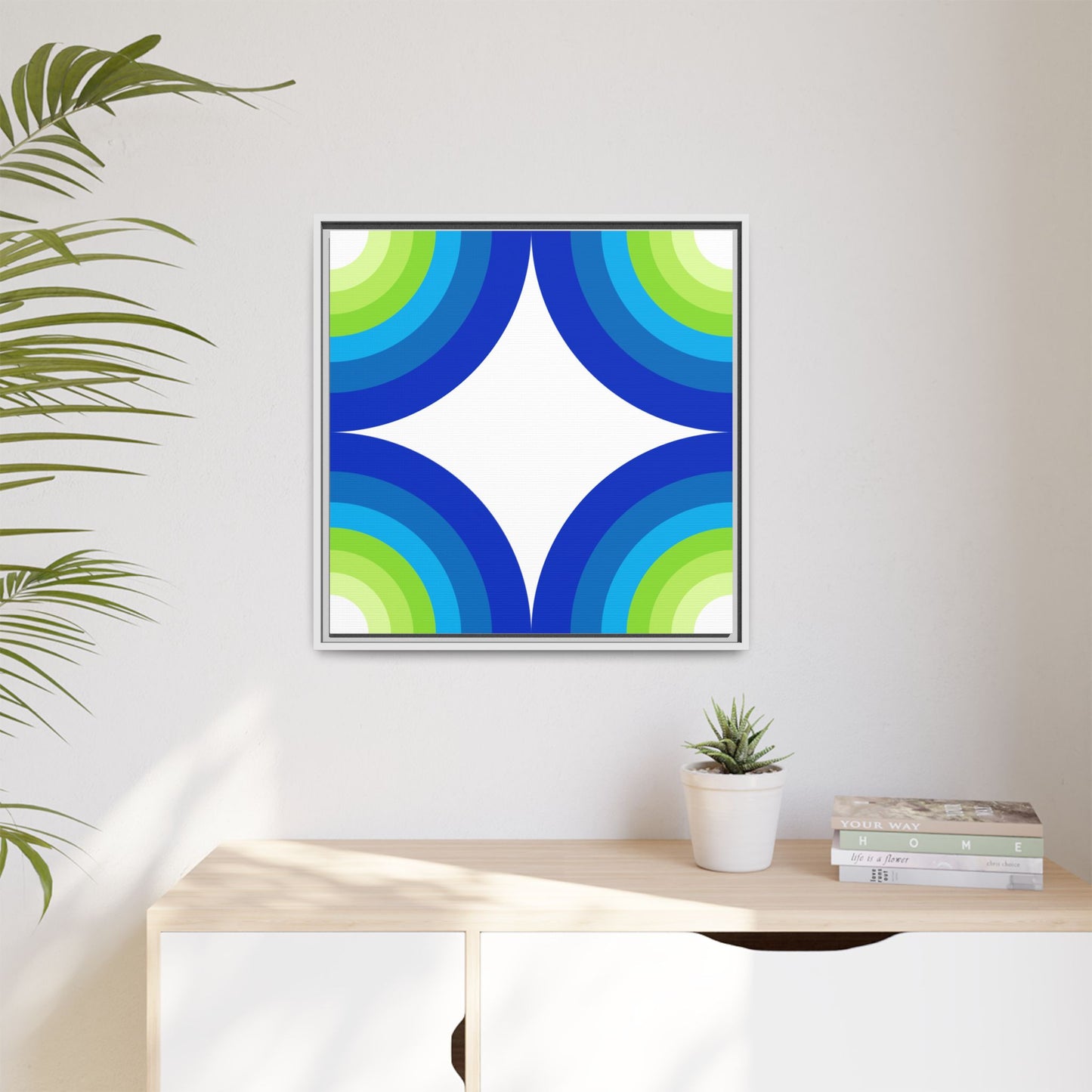 Modern Framed Geometric Canvas Art | Bold Color Meets Clean Framing