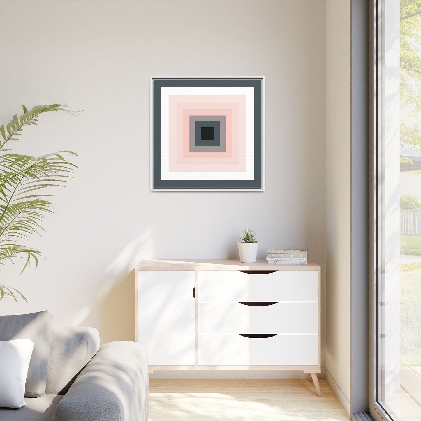 Modern Framed Geometric Canvas Art | Bold Color Meets Clean Framing