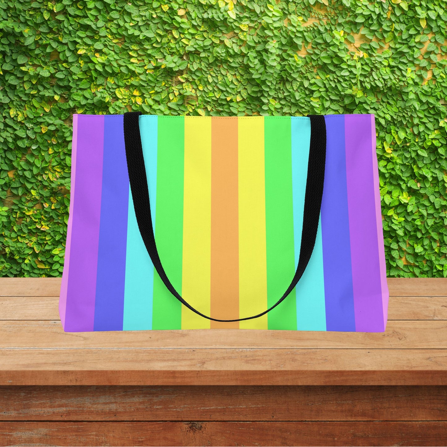 Pastel Stripe LOVE XL Tote Bag | Carry-All Weekender Beach Tote