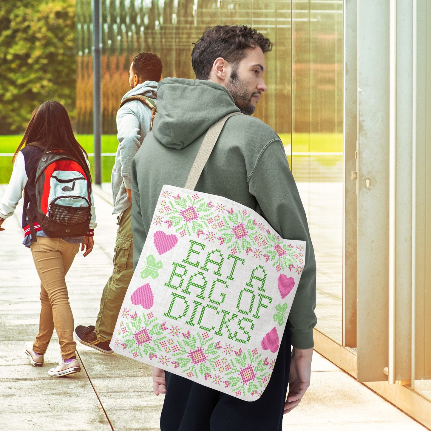 Funny Tote Bag | "Eat a Bag of Dicks" | Humorous Gift, Quirky 18x18 Unique Tote