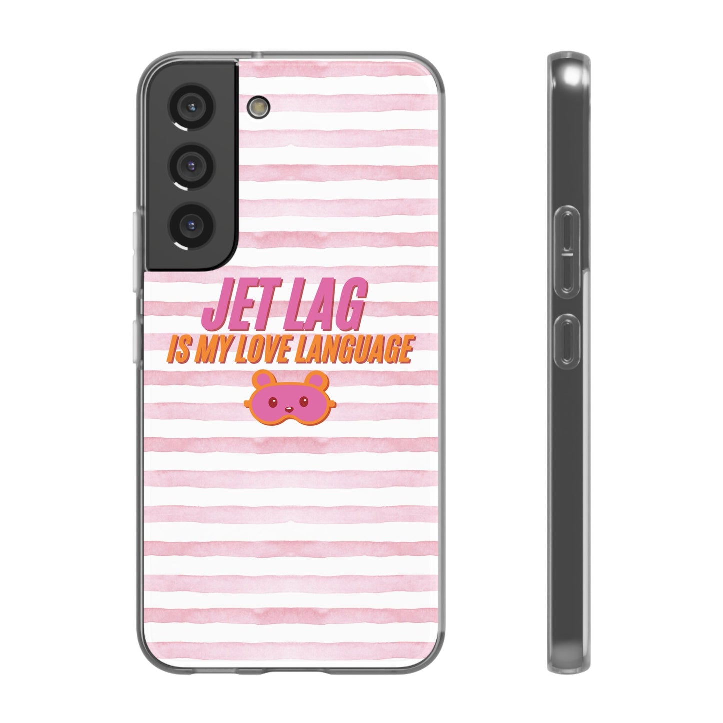 Phone Case - Jetlag is My Love Language Pink Stripe Flexi Case
