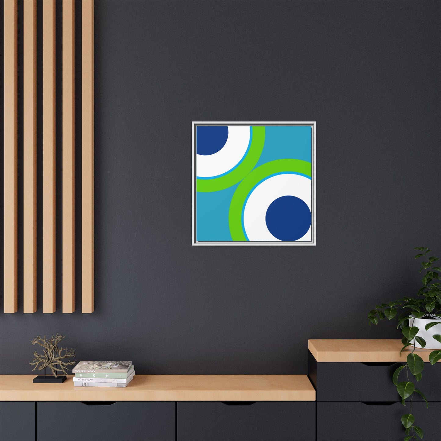 Modern Framed Geometric Canvas Art | Bold Color Meets Clean Framing
