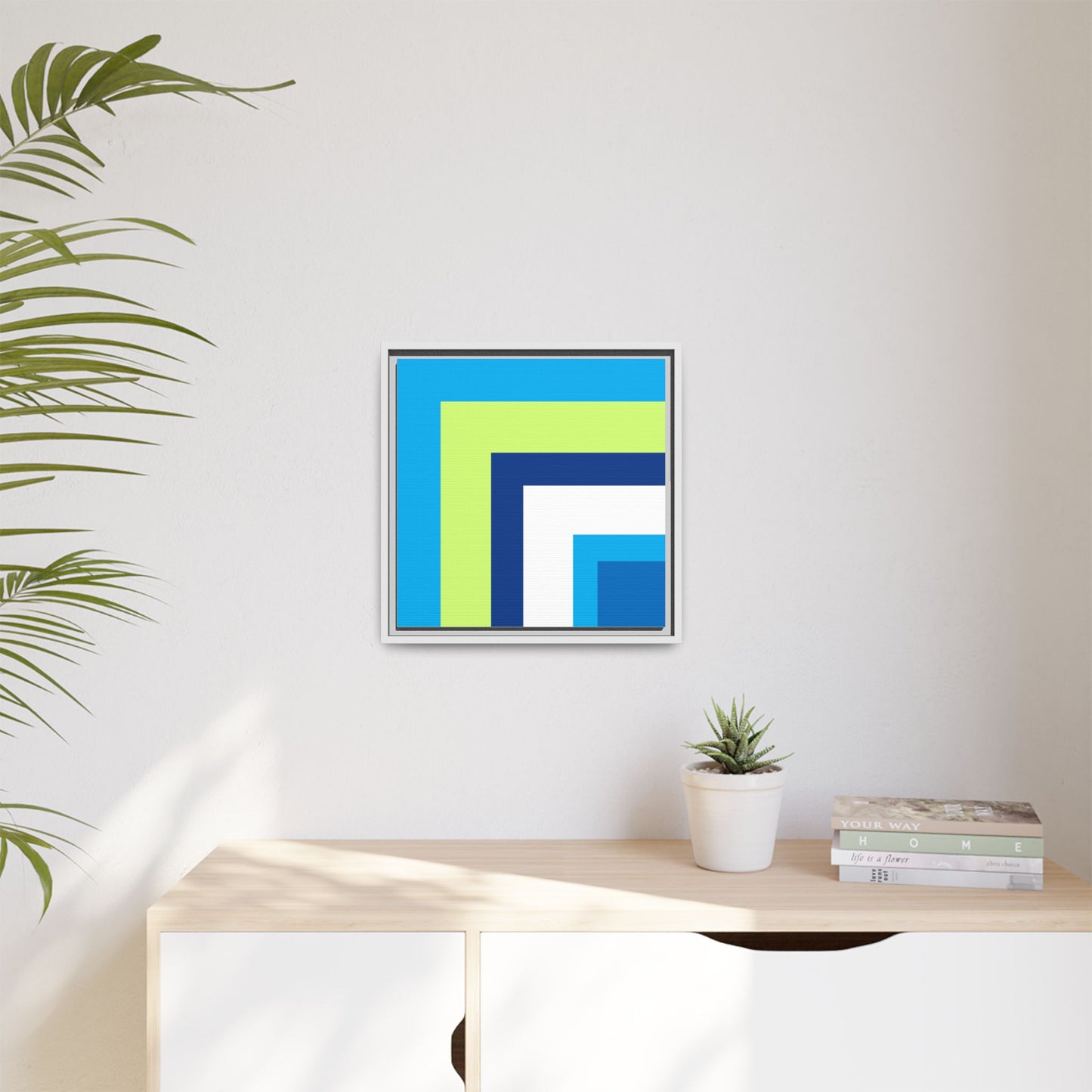 Modern Framed Geometric Canvas Art | Bold Color Meets Clean Framing