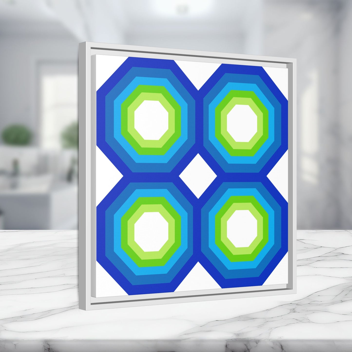 Modern Framed Geometric Canvas Art | Bold Color Meets Clean Framing