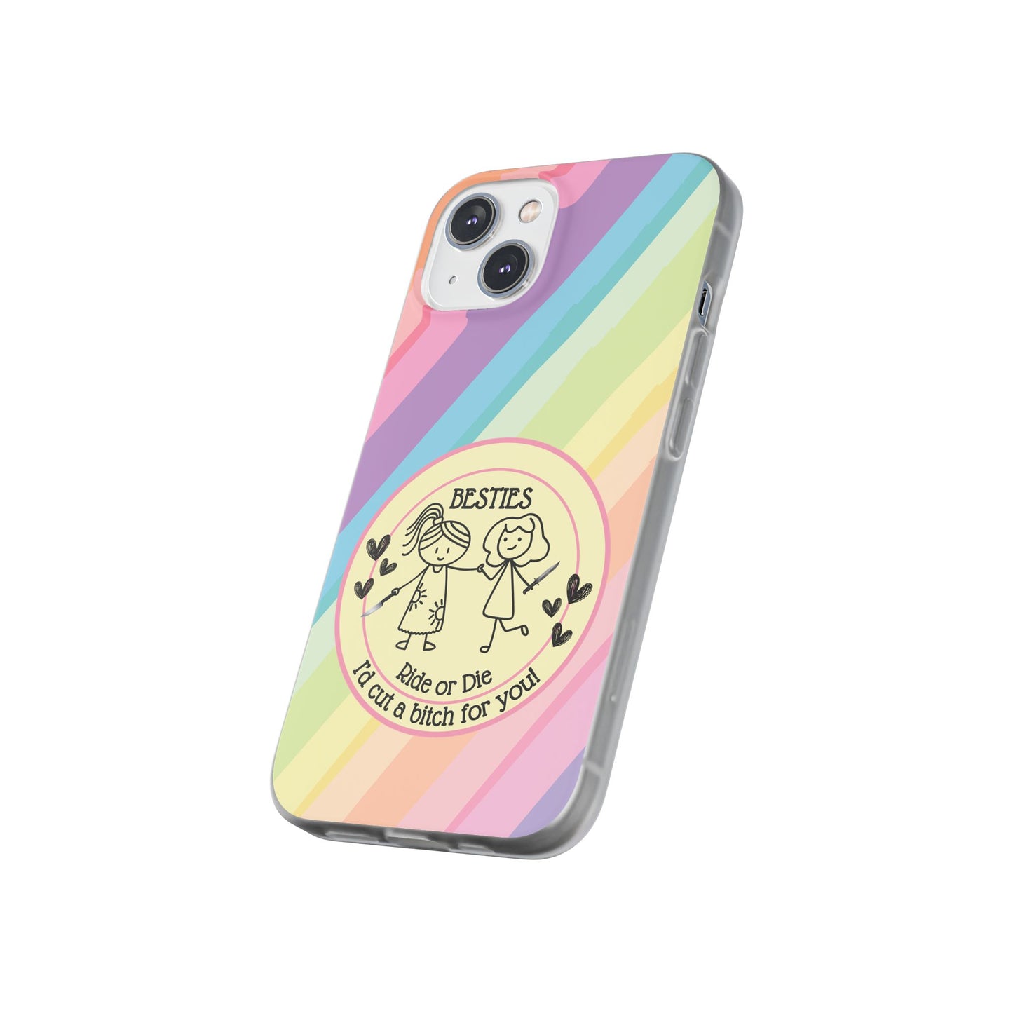 Phone Cases - Pastels Besties Ride or Die | "I'd Cut a Bitch for You"